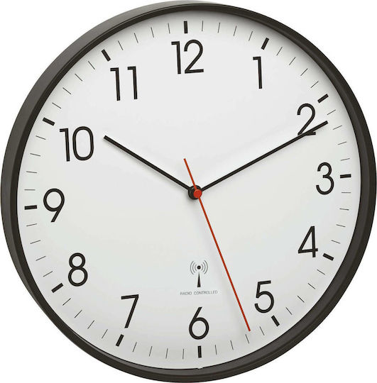 TFA Wall Clock Plastic Black Ø30.5cm