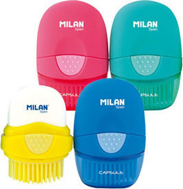 Milan Eraser for Pencil and Pen Capsule with Brush 1pcs White