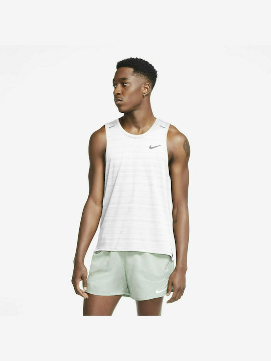 Nike Miler Ανδρική Μπλούζα Dri-Fit Αμάνικη Λευκή