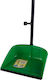 Plastic Dustpan with Rubber Band & Stick Green