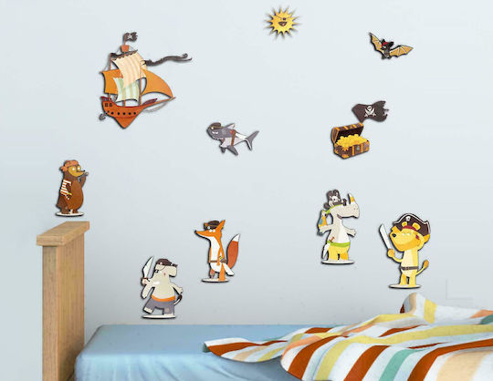 Ango Autocolant Decorativ pentru Copii Perete 3D Spumă Pirates 31.5x36buc 11buc