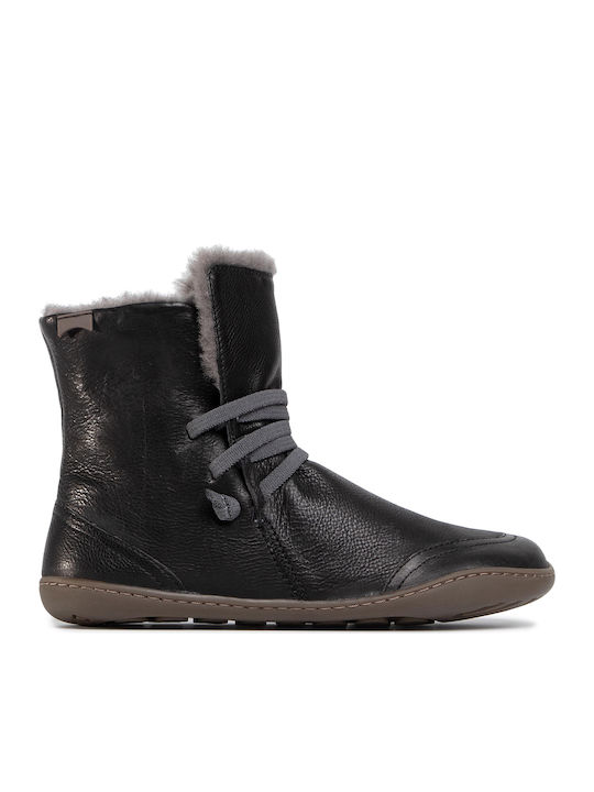 Peu Cami Leather Women's Ankle Boots with Fur Black