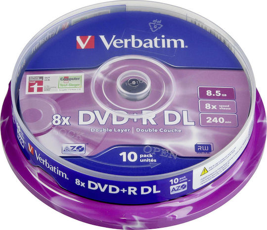Verbatim Εγγράψιμα DVD+R 8x Dual Layer 8.5GB Cake Box 10τμχ