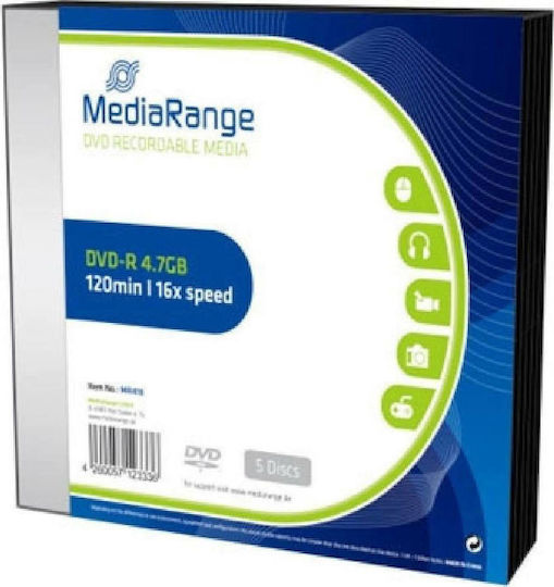 MediaRange Recordable DVD-R 16x 4.7GB Cake Box 5pcs