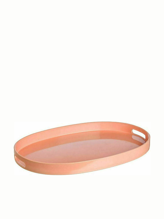 JK Home Decoration Plastic Oval Tavă de Servire cu Mânere Salmon 44x34cm 1buc