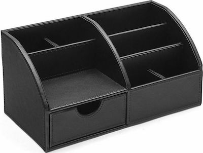 Leder Schreibtisch-Organizer in Schwarz Farbe 29x15x14cm.