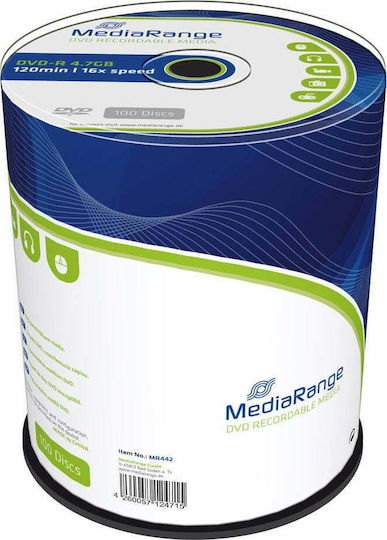 MediaRange Записваеми DVD-R 16x 4.7ГБ Кутия за торта 100бр