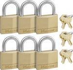 Master Lock 140EURSIX Steel Padlock Brass with Key 40mm 6pcs