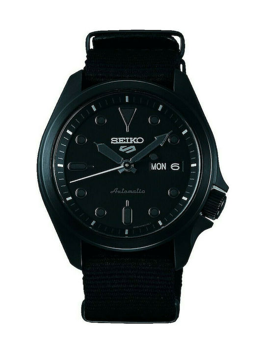 Seiko Automatic Watch with Fabric Strap Black