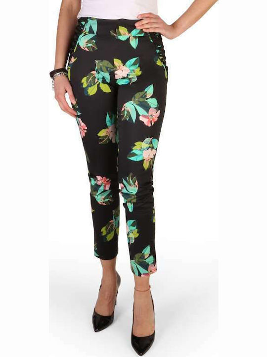 Dama Tesatura Pantaloni Floral Negru