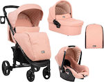 Kikka Boo Madrid 3 in 1 Verstellbar 3 in 1 Baby Kinderwagen Geeignet für Neugeborene Dark Pink Melange 9.5kg 31001010136
