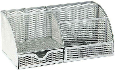 Metallisch Schreibtisch-Organizer in Silber Farbe 28x12.5x14cm.