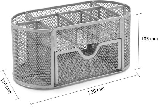 Metal Office Organizer In Silver Colour 22x11x10cm