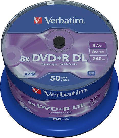 Verbatim Εγγράψιμα DVD+R 8x Dual Layer 8.5GB Cake Box 50τμχ