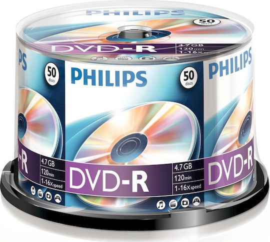 Philips DM4S6B50F Beschreibbare DVD-R 16x 4.7GB Kuchenbox 50Stück