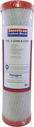 Paragon Ανταλλακτικό Φίλτρο Νερού Άνω και Κάτω Πάγκου από Ενεργό Άνθρακα 10" CYL 1 0.5 μm