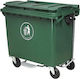 Delta Cleaning Plastic Wheeled Waste Bin 1100lt with Pedal Green