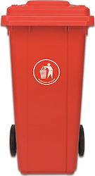 Delta Cleaning Πλαστικός Κάδος Απορριμμάτων Τροχήλατος 120lt Κόκκινος