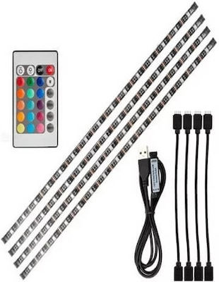 USB TV Strip Light LED Strip Power Supply USB (5V) RGB Length 4x50cm and 60 LEDs per Meter with Remote Control SMD5050