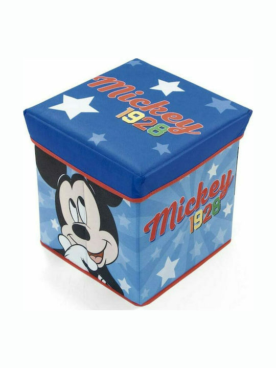 Children's Folding Stool with Storage Space made of Fabric Mickey Mouse Blue 30x30x30cm 1pcs