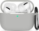 Premium Hülle Silikon mit Haken in Gray Farbe für Apple AirPods Pro