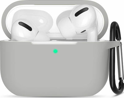 Premium Hülle Silikon mit Haken in Gray Farbe für Apple AirPods Pro