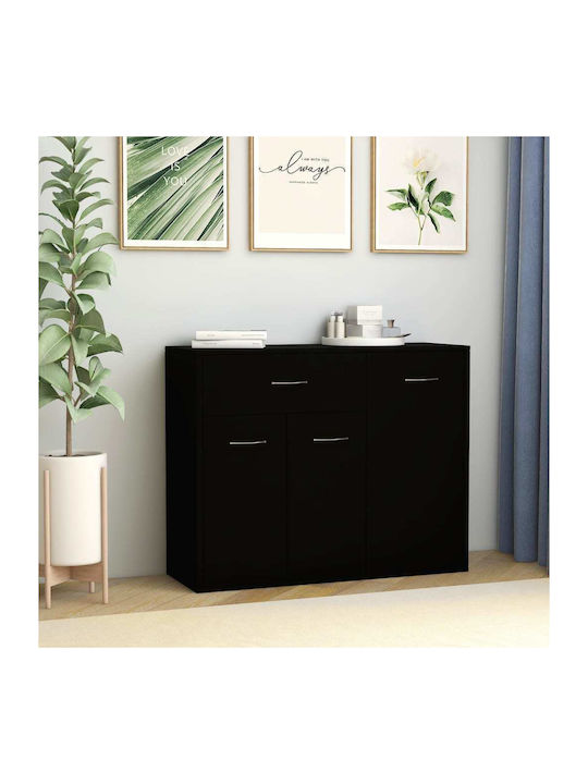 Wooden Buffet with Drawers Black L88xW30xH70cm