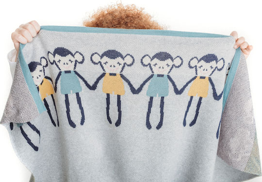 Bizzi Growin Pătură Pepinieră Swaddling Cu Ursuleț Cheeky Monkey 70x90 cm