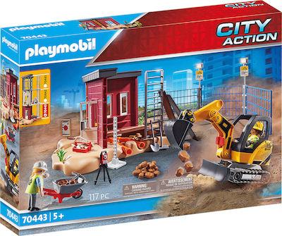 Playmobil City Action Mini Excavator with Building Section for 5+ years old