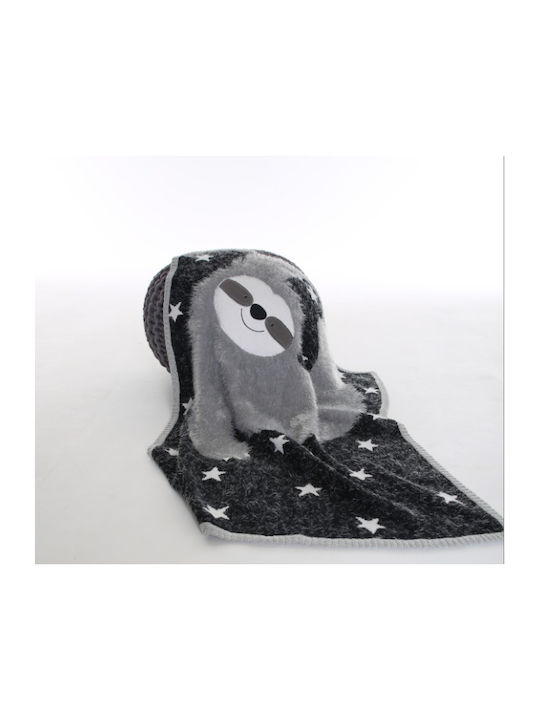 Bizzi Growin Blanket Nursery Swaddling Blankets Sidney Sloth Knitted Black 75x100cm