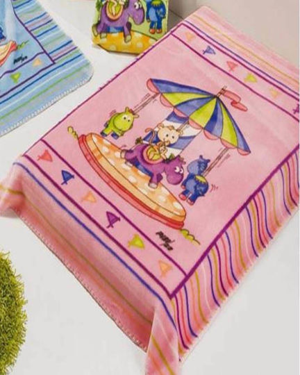 Piel SA Κουβέρτα Κούνιας Puppies Βελουτέ Ροζ 110x140εκ.