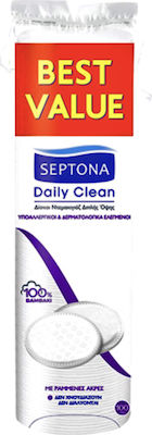 Septona Daily Clean Round Στρογγυλοί Δίσκοι Ντεμακιγιάζ από 100% Βαμβάκι 100τμχ