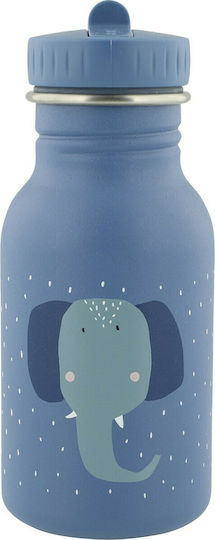 Trixie Mrs. Elephant Kids Water Bottle Stainless Steel with Screw Cap Non Spill Blue 350ml