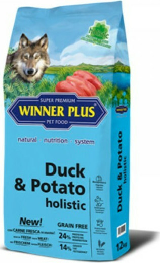 Winner Plus Adult Holistic 12kg Trockenfutter fr Hunde ohne Getreide mit  Kartoffeln und Ente | Skroutz Germany