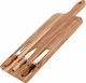 Excellent Houseware Rectangular Bamboo Chopping Board Set with Knives & Fork Brown 43x16cm 4pcs