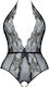 Demoniq Melissa Crotchless Teddy Секси Боди Черен