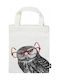 Moses Owls Cotton Shopping Bag In White Colour