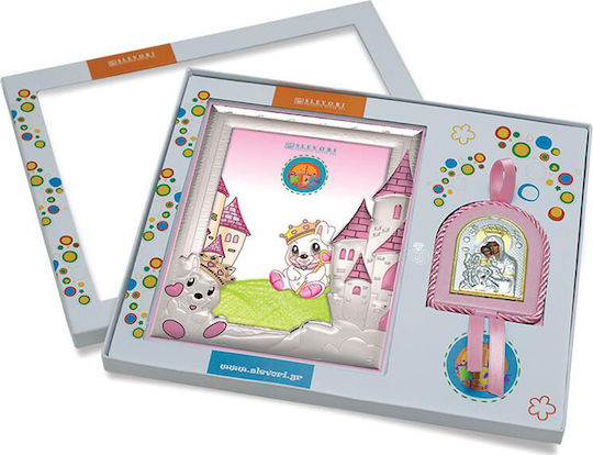 Slevori Frame with Religious Icon made of Silver for Girl 2pcs