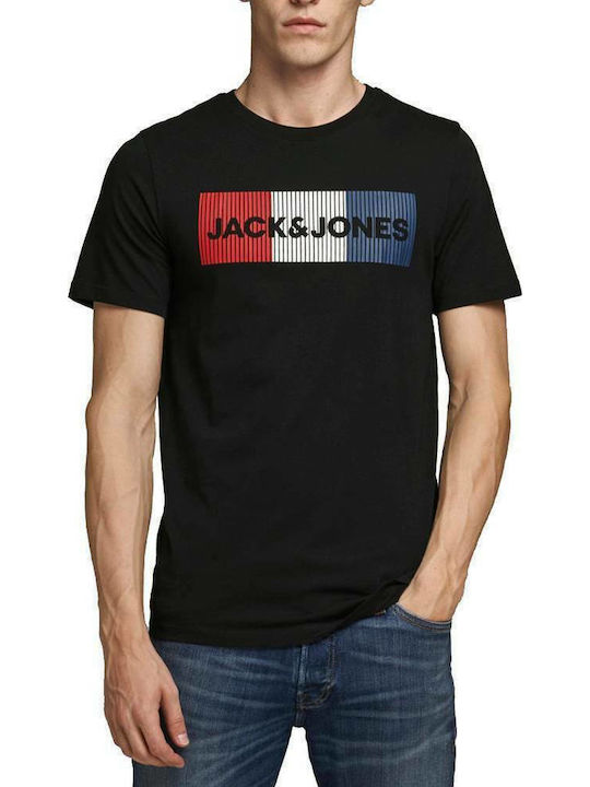 Jack & Jones Logo Ανδρικό T-shirt Μαύρο με Λογότυπο