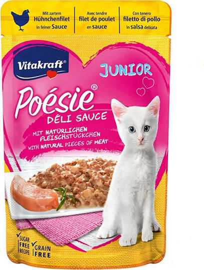 Vitakraft Vitacraft Poesie DeliSause Nassfutter für Junge Katzen in Beutel mit Huhn ohne Getreide 85gr