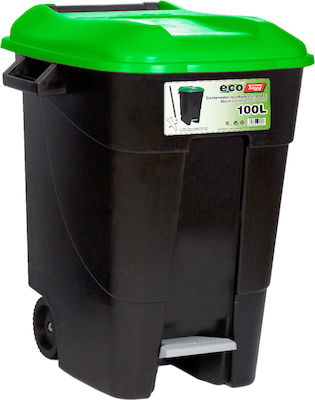 Tayg Πλαστικός Κάδος Απορριμμάτων Τροχήλατος με Πεντάλ 100VE-P 100lt Πράσινος