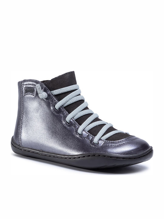 Peu Kids Leather Anatomic Boots with Lace Gray