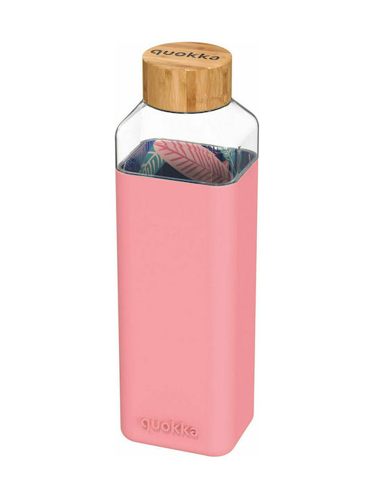 Quokka Storm Μπουκάλι Νερού Γυάλινο με Βιδωτό Καπάκι Ροζ 700ml