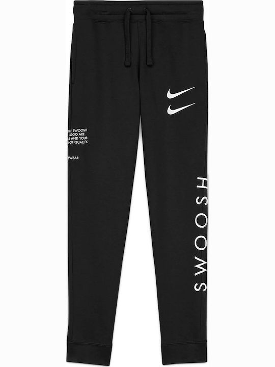 Nike Παιδικό Παντελόνι Φόρμας Μαύρο Swoosh