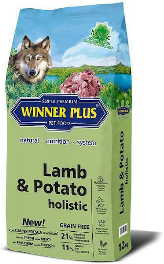 Winner Plus Adult Holistic 12kg Ξηρά Τροφή Σκύλων χωρίς Σιτηρά με Αρνί και Πατάτες