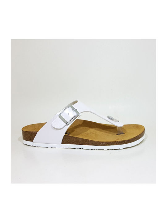 Plakton 101671 Leather Women's Flat Sandals Anatomic Blanco