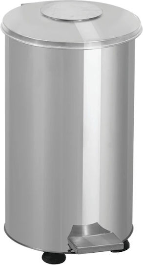Dianomiki Metallic Wheeled Waste Bin 50lt with Pedal Inox