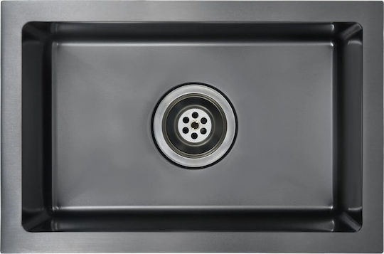 vidaXL Drop-In Sink Inox Brushed W44xD29cm Black