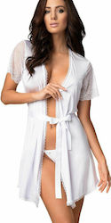 Obsessive Miamor Delicate Peignoir & Thong Sexy Σετ με Ρόμπα White
