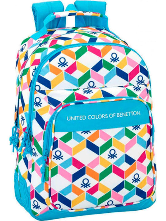 Benetton Geometric Junior High-High School School Backpack Multicolour L30xW14xH46cm